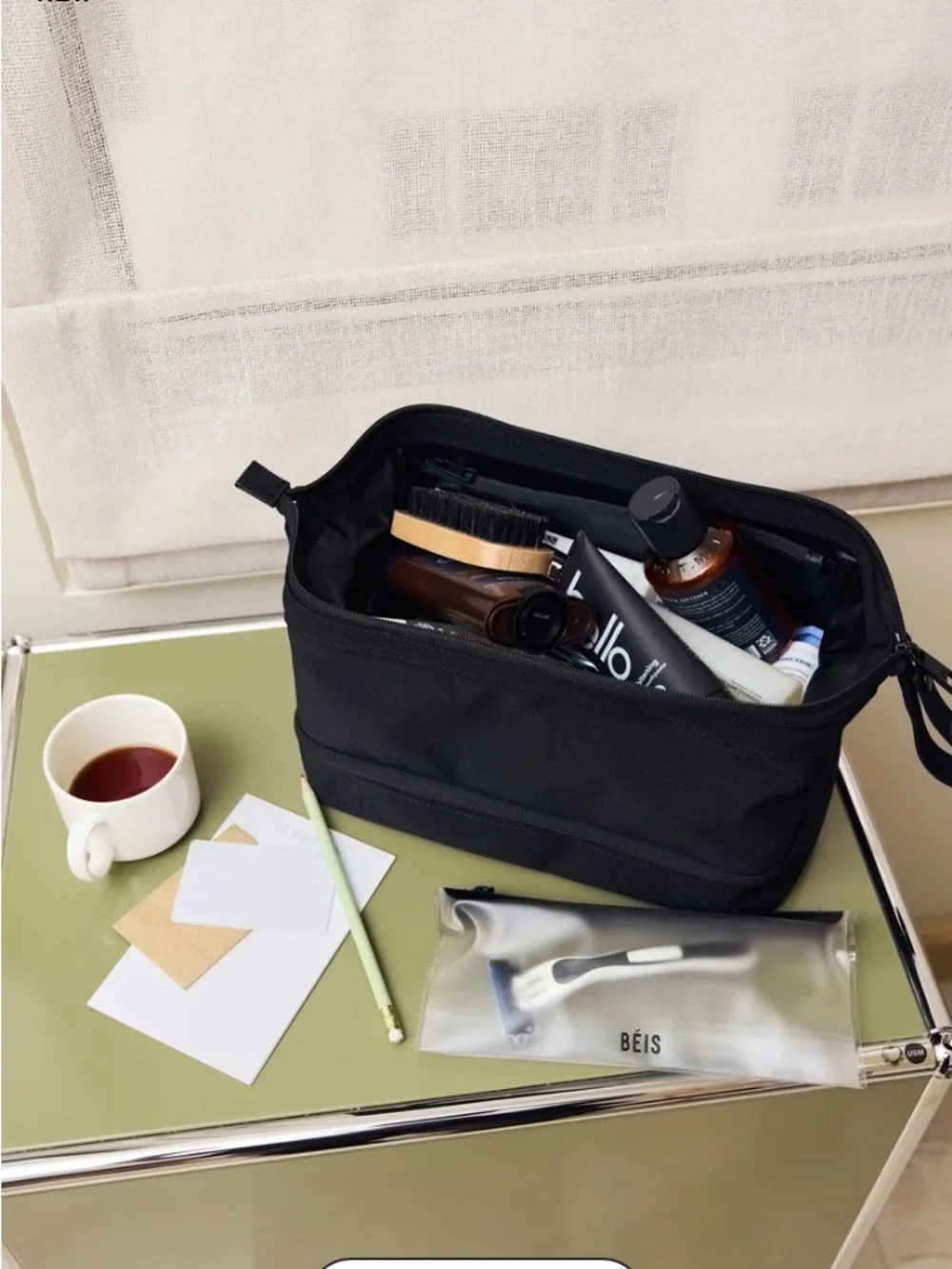 Beis The Dopp Kit in Black with Wrist Strap